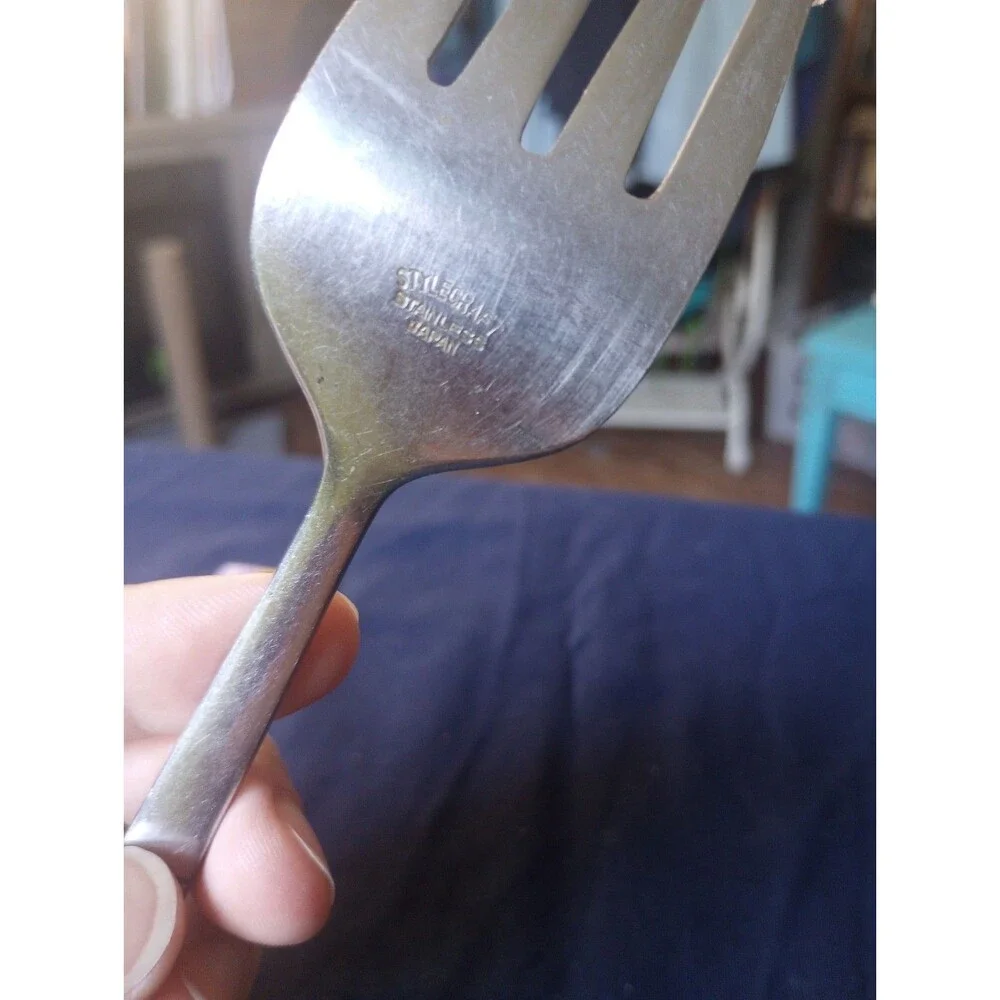 Stylecraft Japan Stainless Greek Key Pattern Handle Gravy Ladle & Meat Fork Set